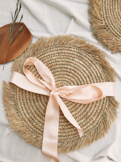 Natural Raffia Fringe Placemats