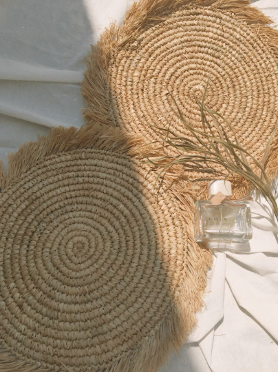 Natural Raffia Fringe Placemats
