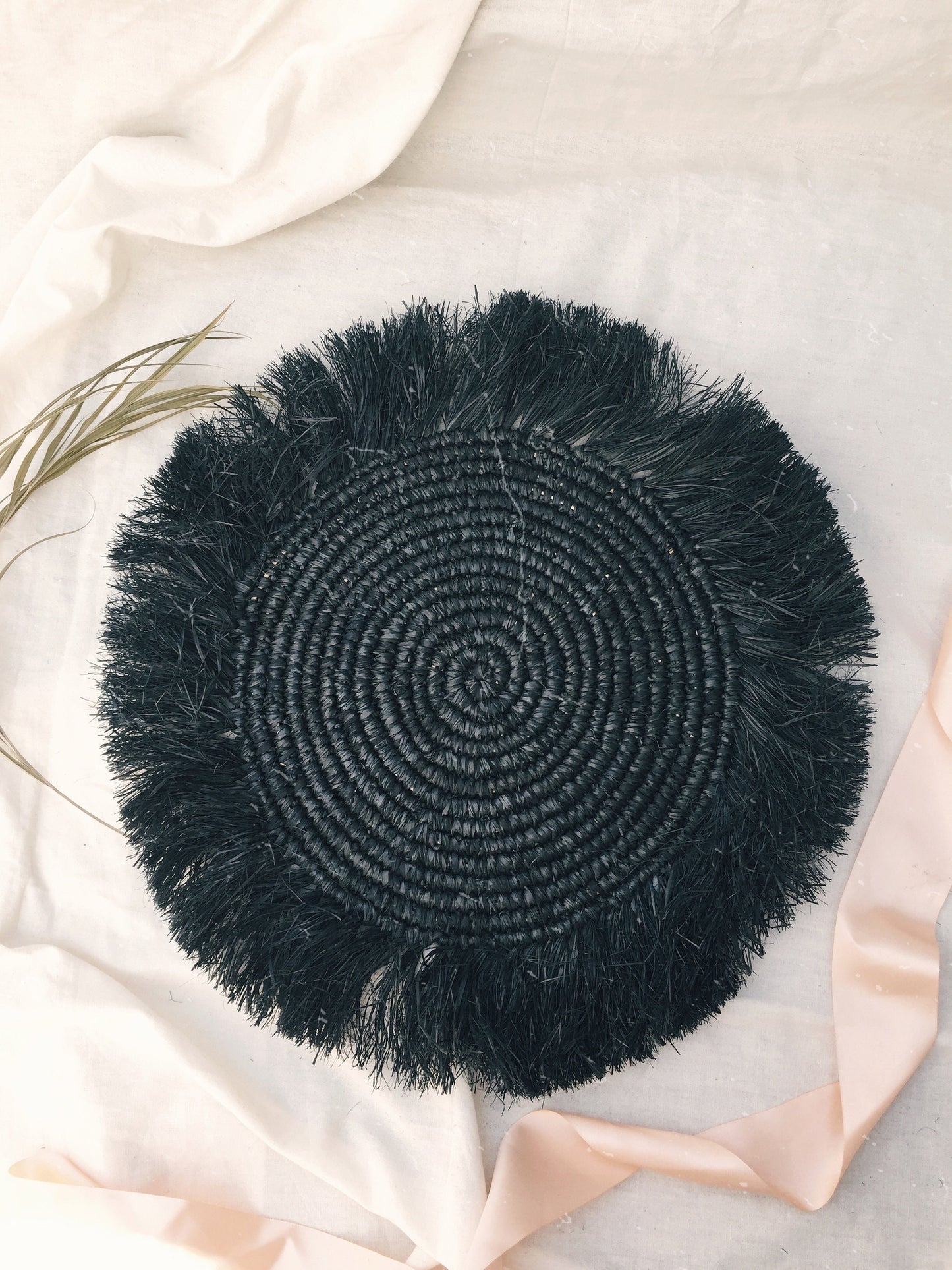 Black Raffia Fringe Placemats