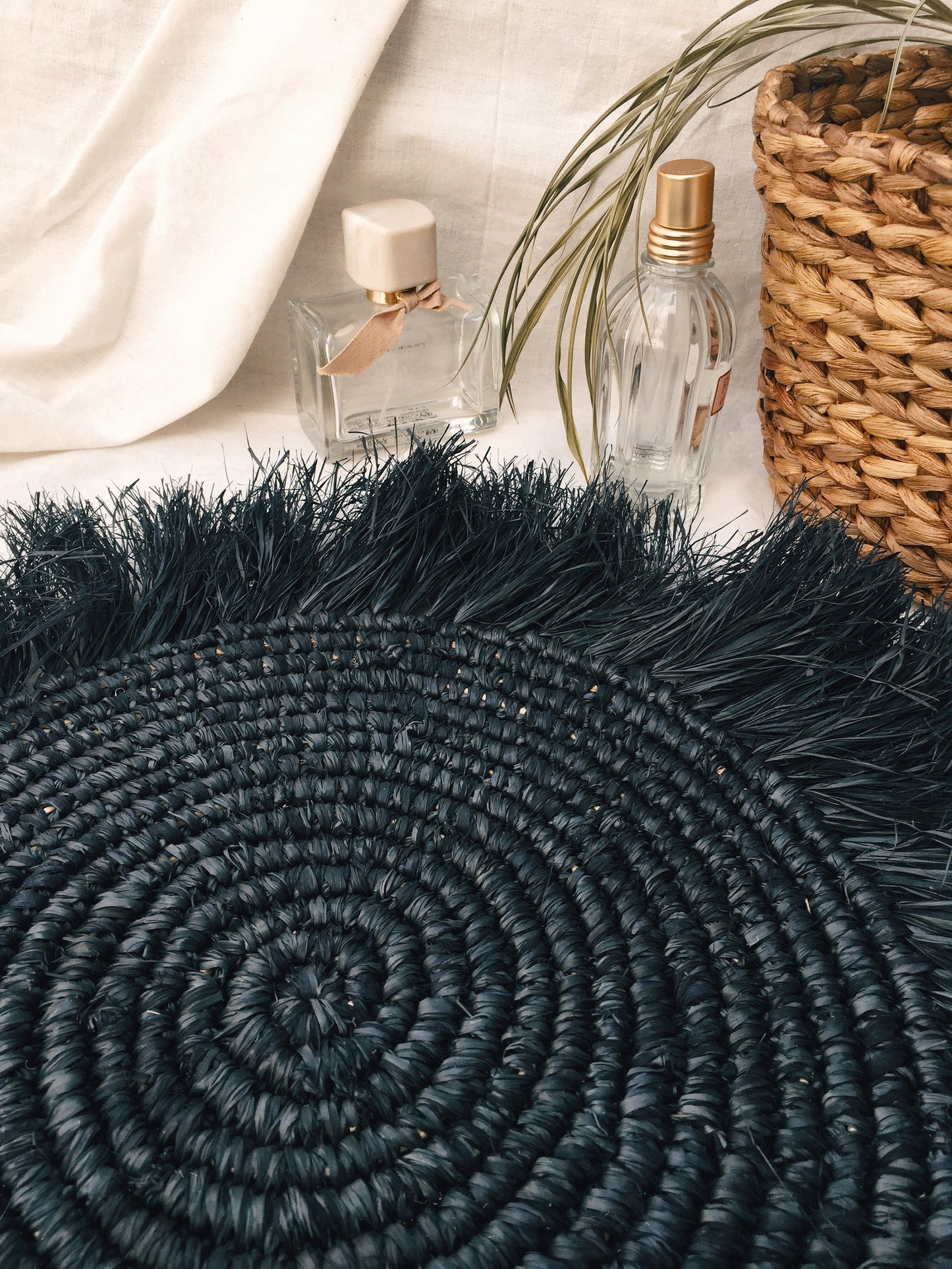 Black Raffia Fringe Placemats