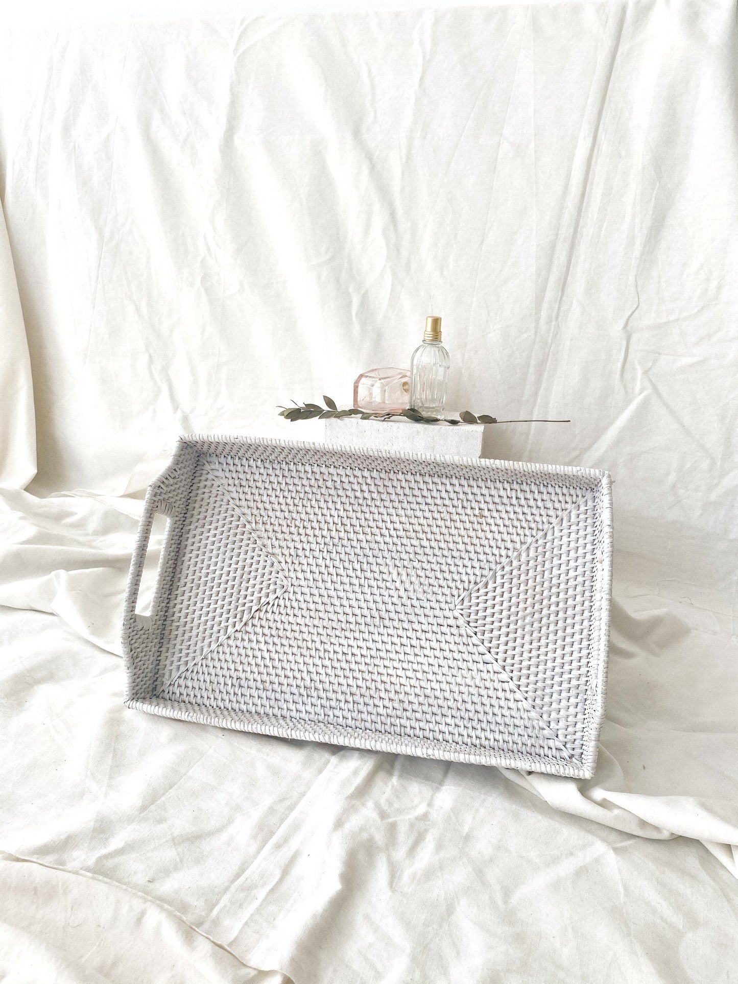 Whitewashed Rattan Tray