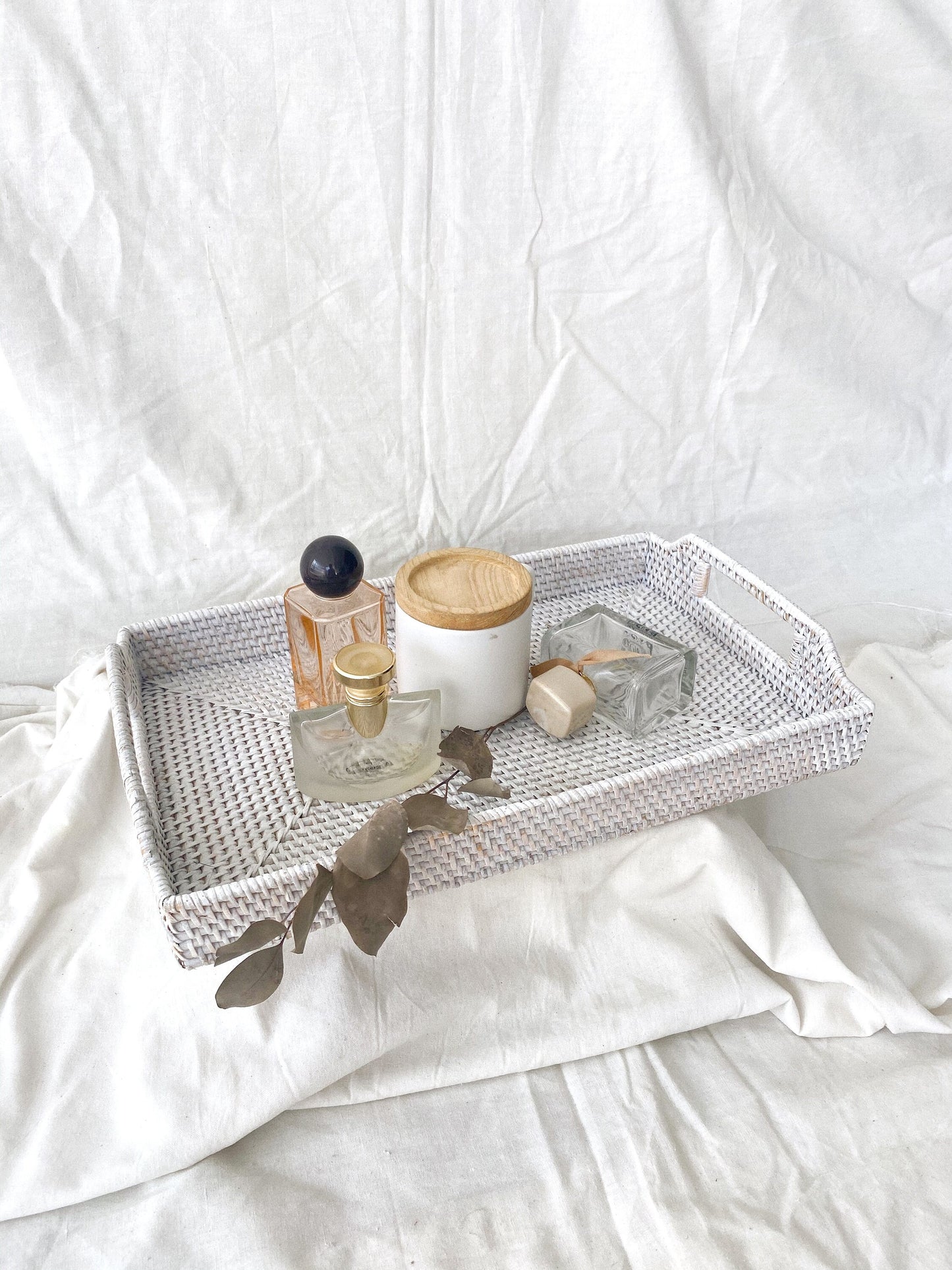 Whitewashed Rattan Tray