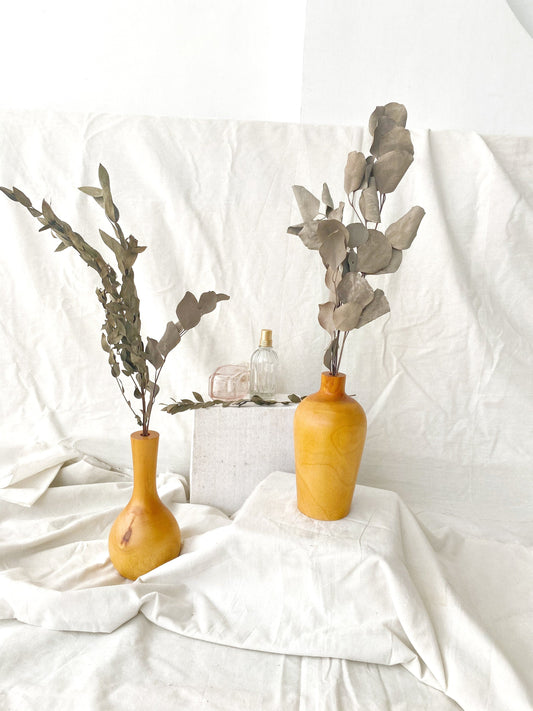 Set of 2 Wooden Teak Vase