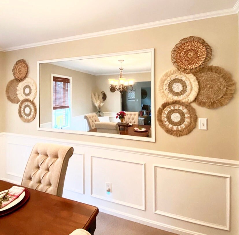 Set of 8 Fringe Wall Basket and Wall Decor