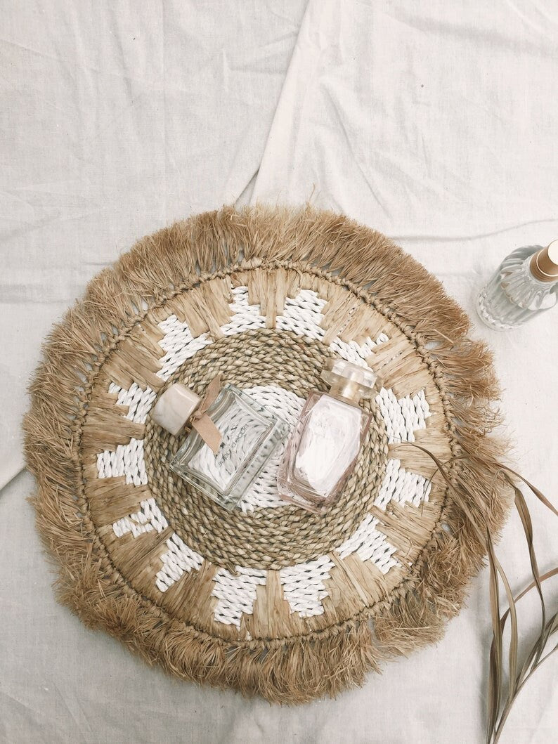 Set of 8 Fringe Wall Basket and Wall Decor