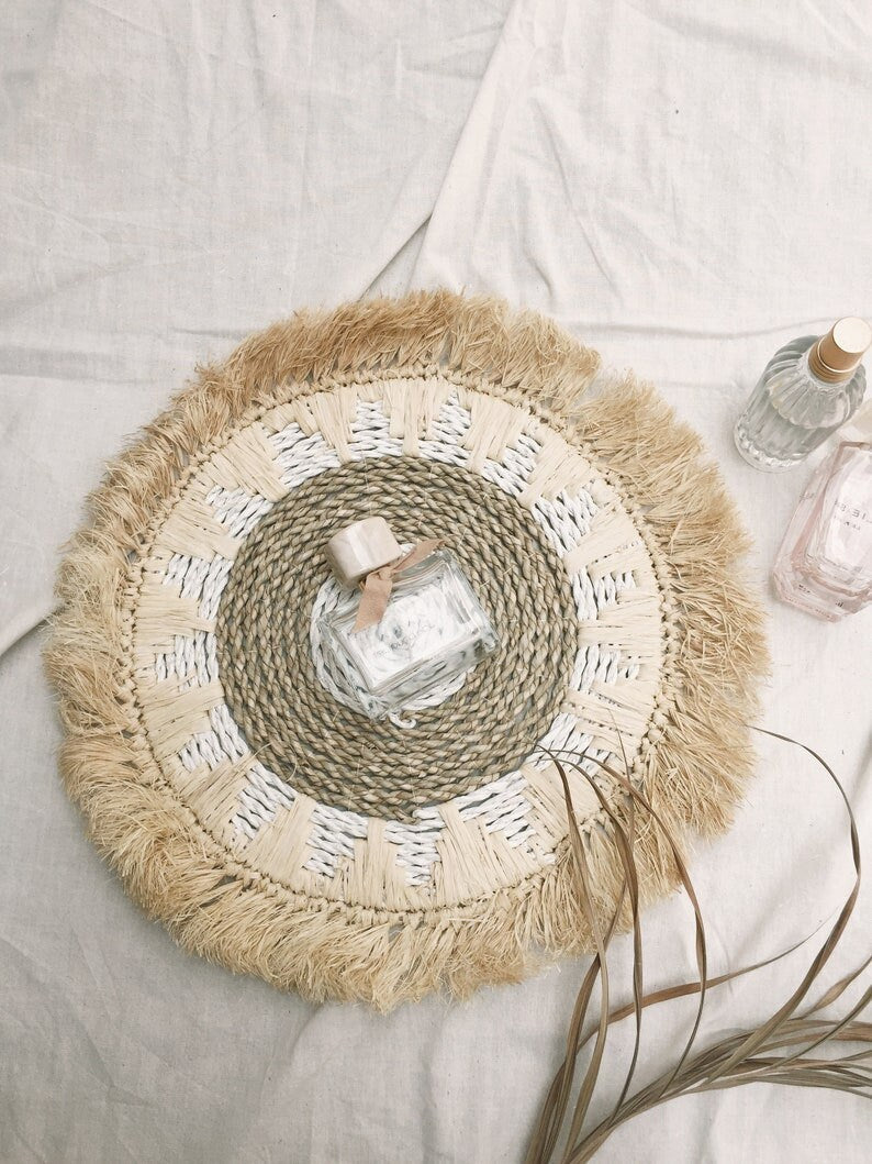 Set of 8 Fringe Wall Basket and Wall Decor