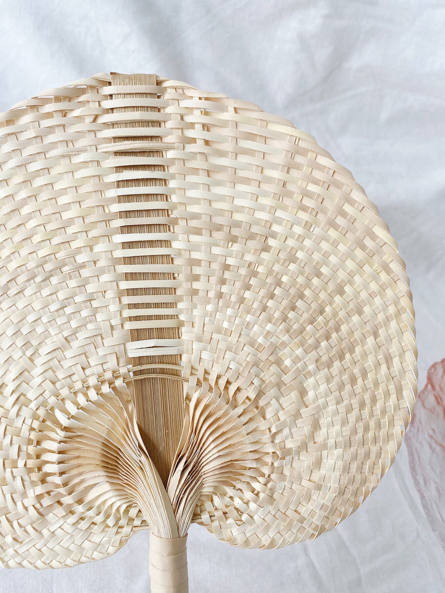 Beige Wicker Straw Fan