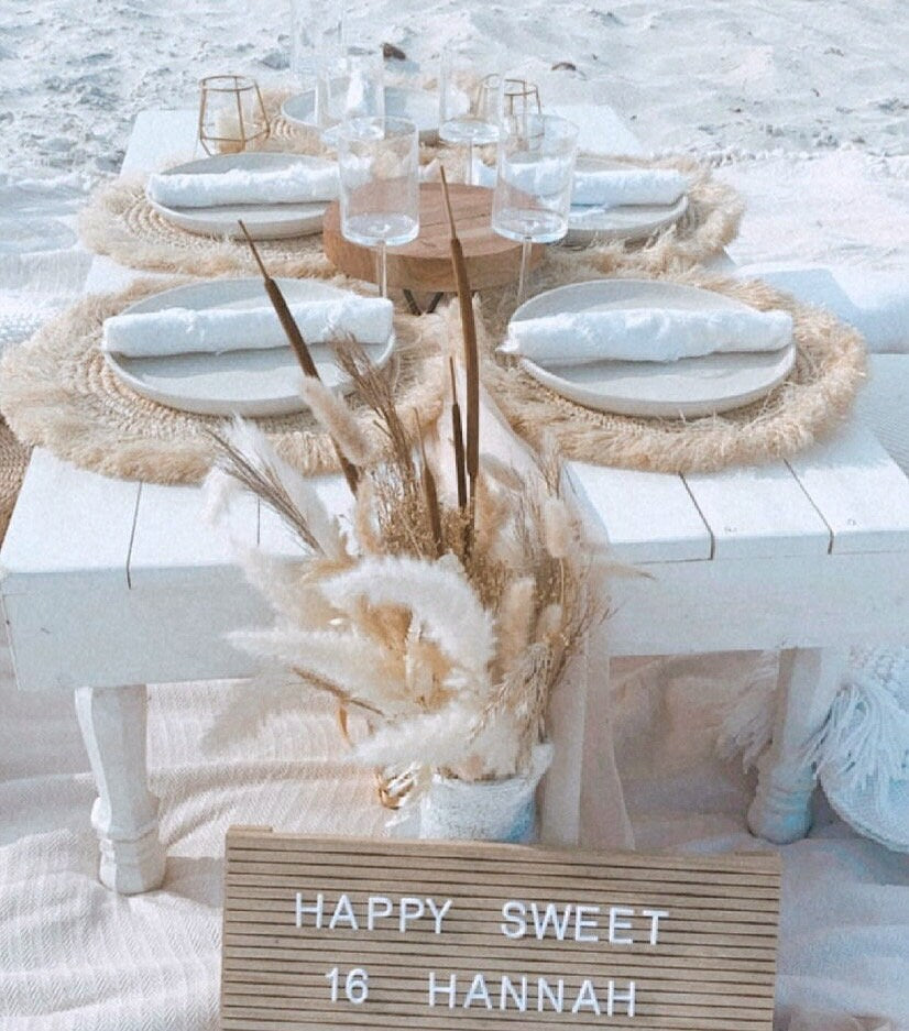Set of 4,6,8,10,12 White Bleach Raffia Fringe Placemats