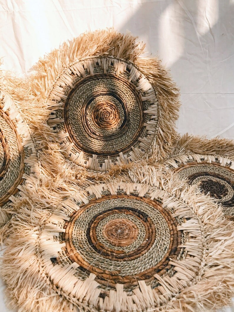 Set of 5 Boho Neutral Decor Wall Baskets Set