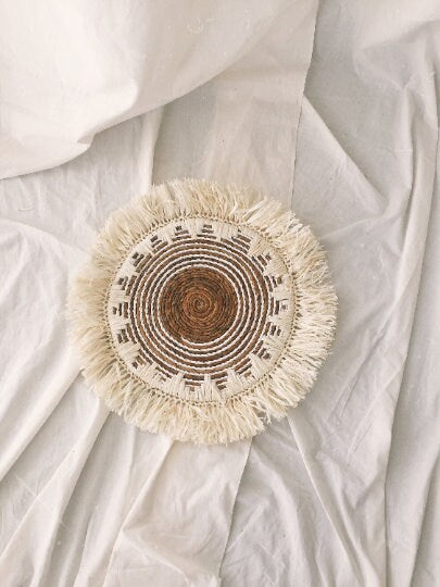 Set of 7 Boho Wall Basket with Fringe