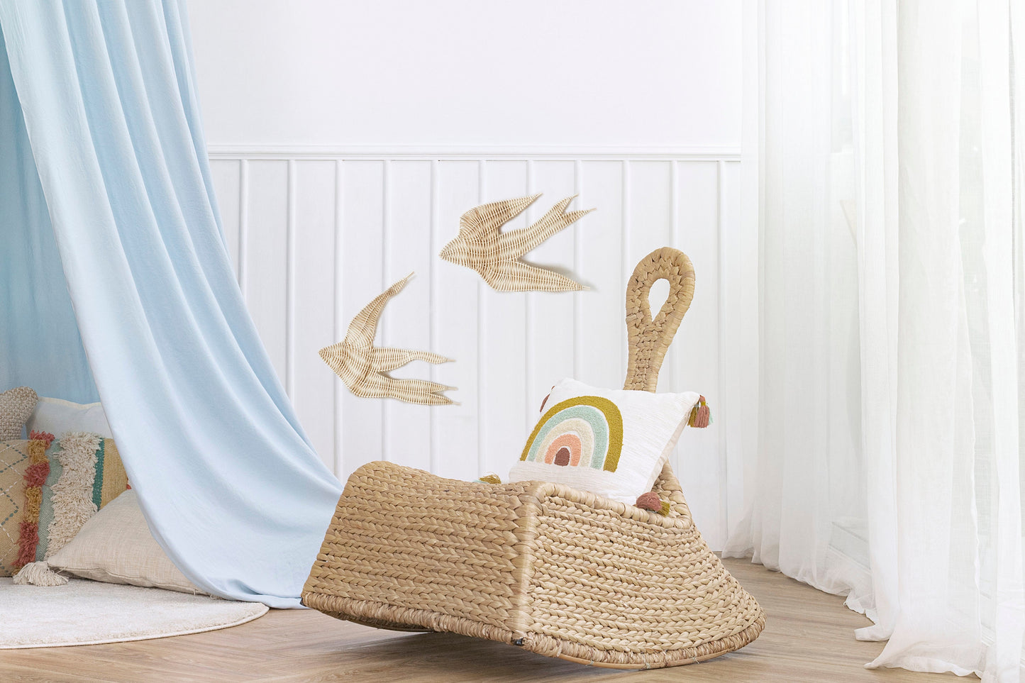 Set of 2 Swallow Bird Rattan
