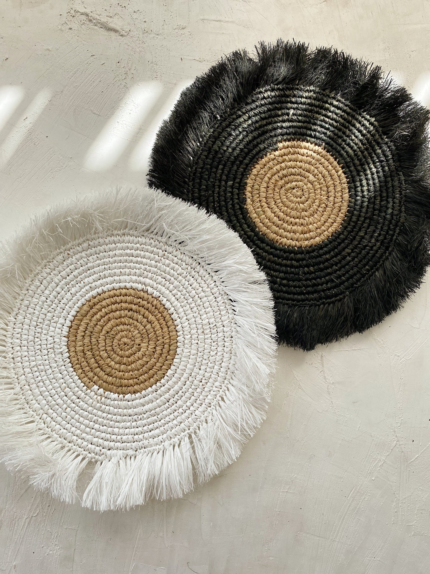 Raffia Monochrome Fringe Wall Basket