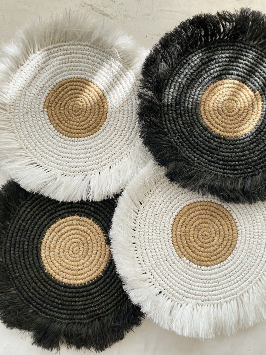 Raffia Monochrome Fringe Wall Basket